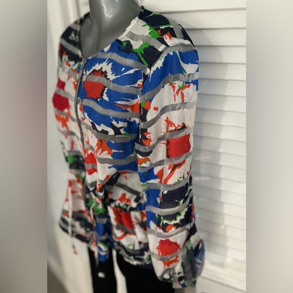 Ruby Rd. Petite size 8 burnt floral designed sheer jacket with waist cinch - Picture 2 of 12